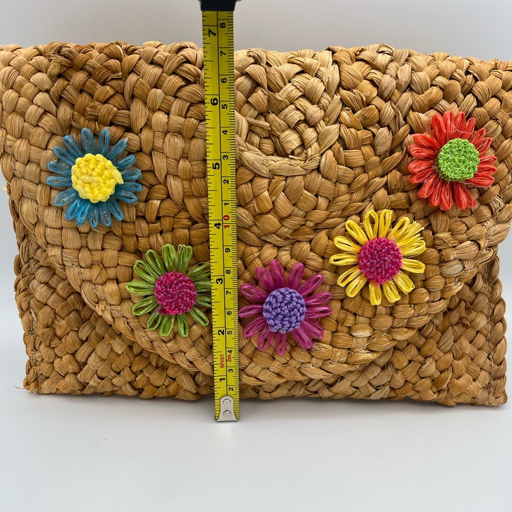 Sunny Collins - Raffia Flower Clutch Handbag - Stylish Straw Clutch Bag - New - Picture 13 of 14